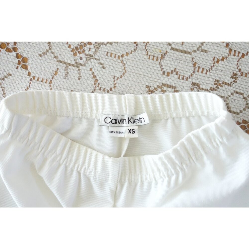 Vtg 80s Calvin Klein White Cotton Stretch Twill Pull-On Skinny Pants sz XS - Picture 4 of 8